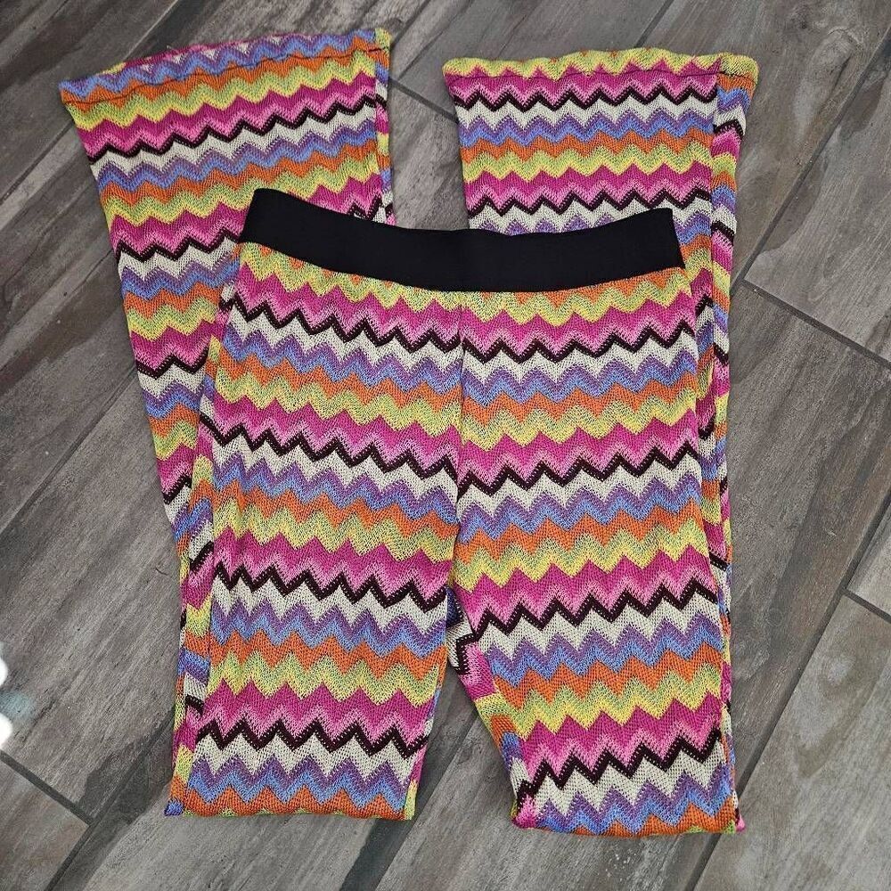 NWT Pretty Damage Chevron Flared Stitch Knit Cover Up Pants